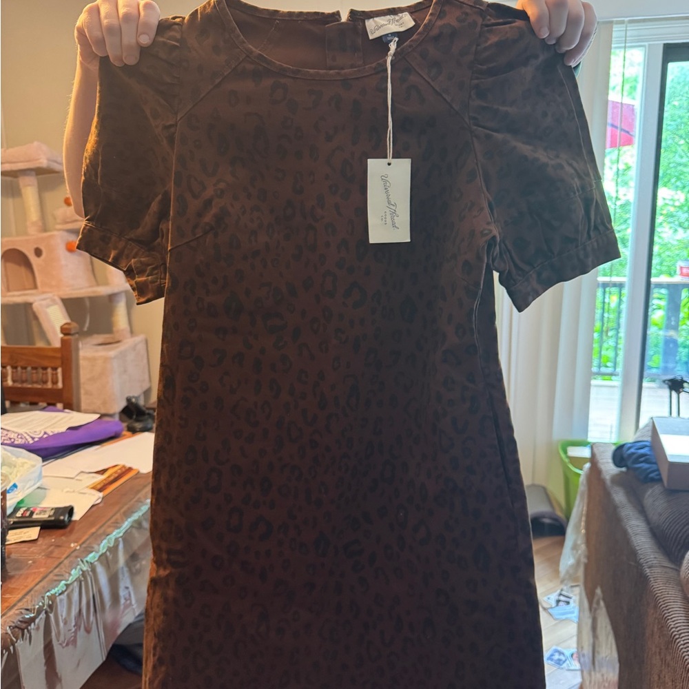 Universal Thread Brown Animal Print Short Sleeve Dress